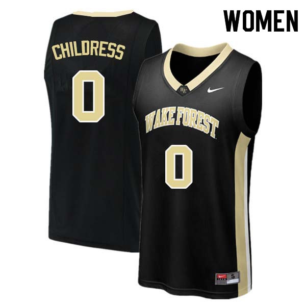 Women #0 Brandon Childress Wake Forest Demon Deacons College Basketball Jerseys Sale-Black